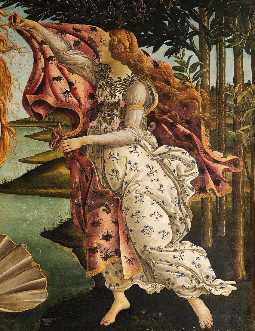 Peinture détaillée de la Naissance de Vénus