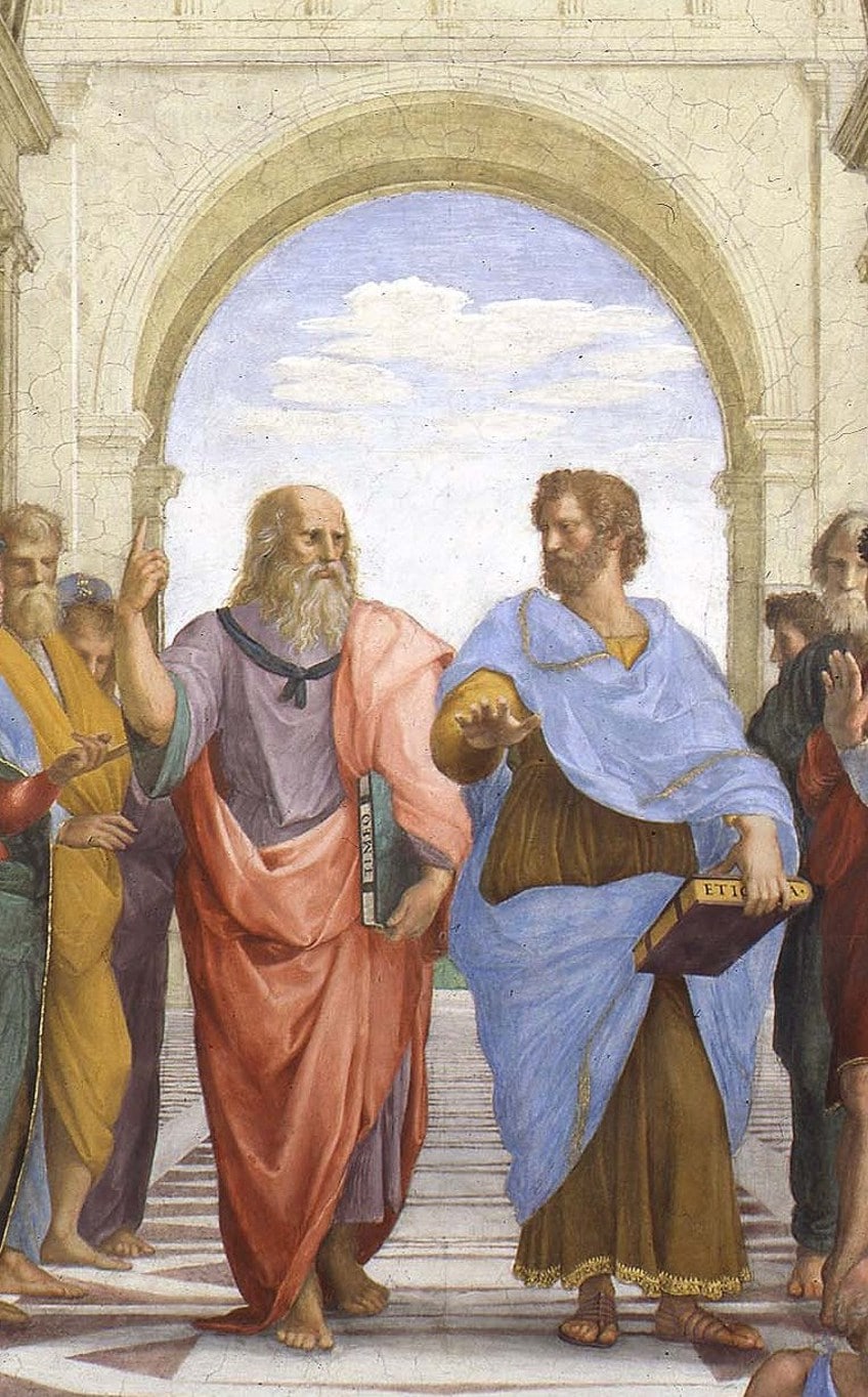Platon et Aristote dans le tableau de l'École d'Athènes