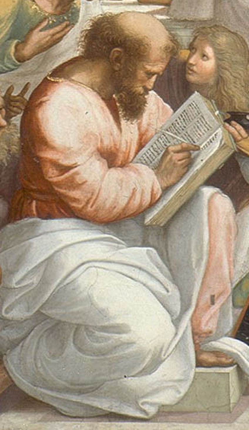 Détail de Pythagore dans la peinture de l'École d'Athènes