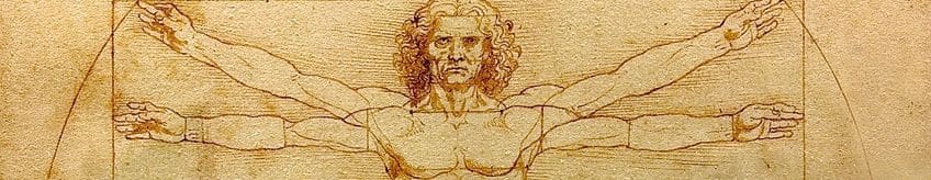 Gros plan de l'homme de Vitruve da Vinci